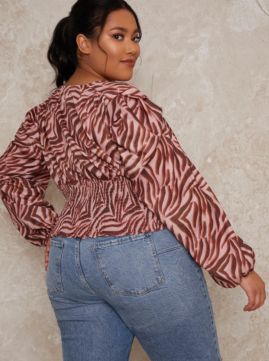 Plus Size Animal Print Top in Pink sold by Chi Chi London product image thumbnail 3