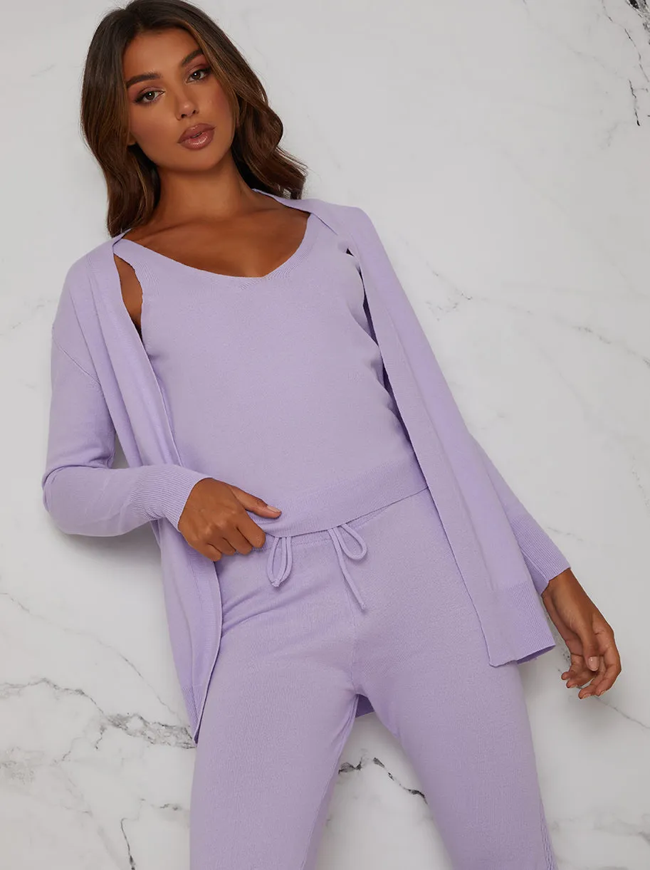 3 Piece Cardigan Loungewear Set in Lilac sold by Chi Chi London product image thumbnail 3