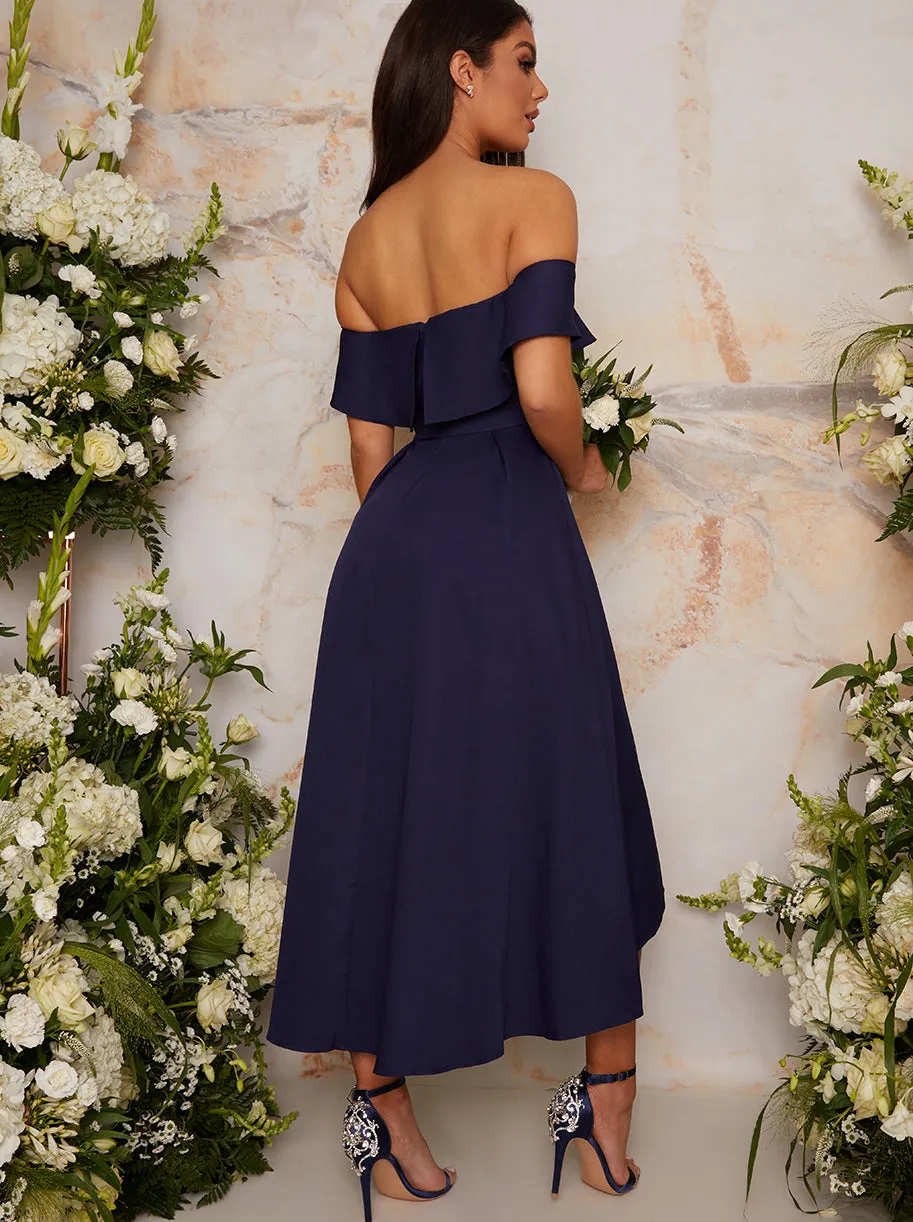 Bardot Dip Hem Midi Dress in Blue sold by Chi Chi London product image thumbnail 4