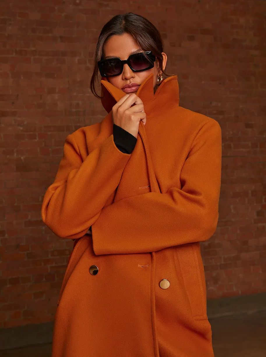 Double Breasted Coat in Orange sold by Chi Chi London product image thumbnail 2