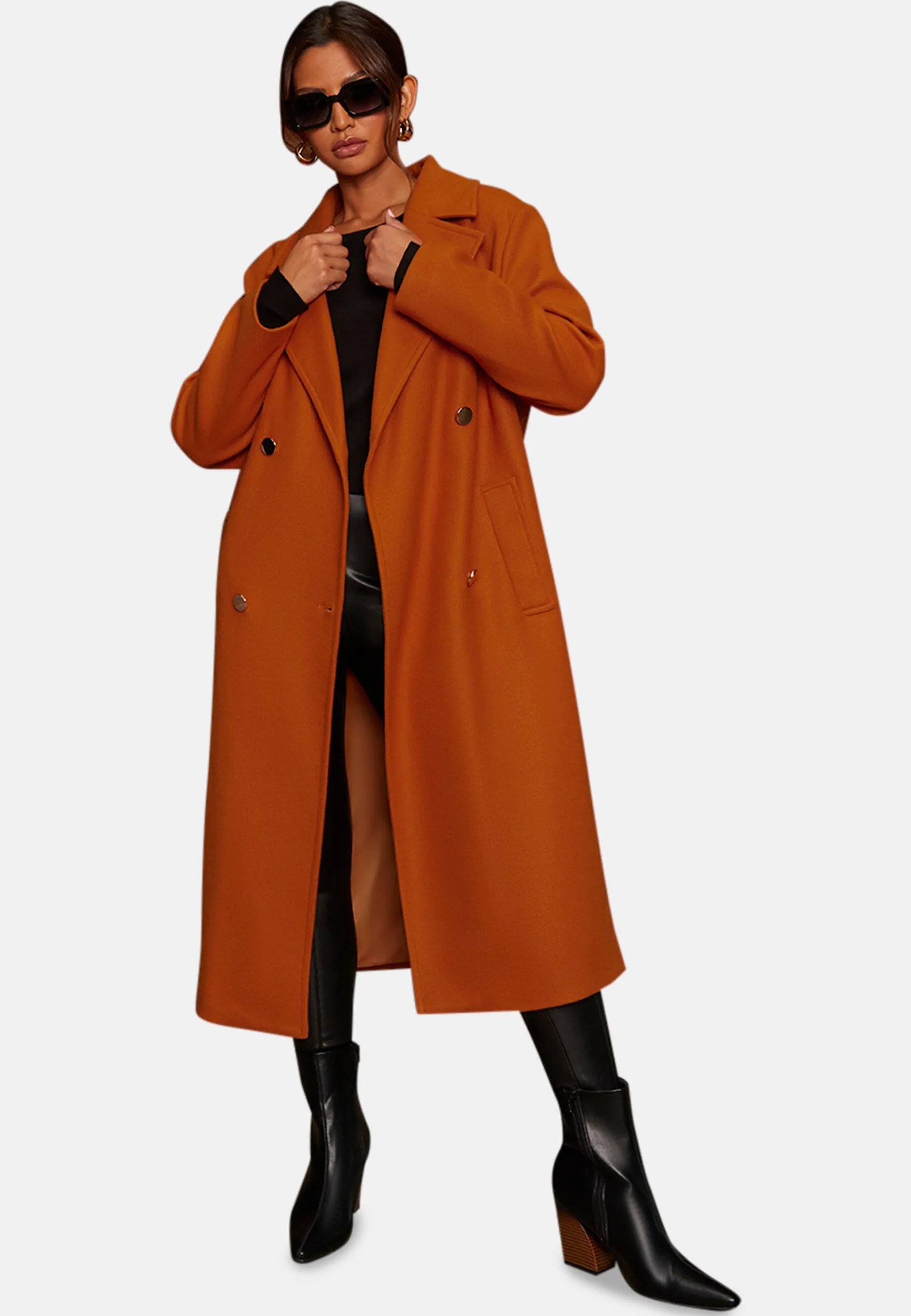 Double Breasted Coat in Orange sold by Chi Chi London product image thumbnail 5