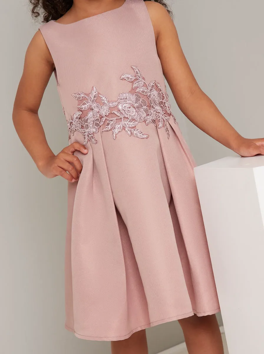 Girls Lace Detail Midi Dress In Mink sold by Chi Chi London product image thumbnail 4
