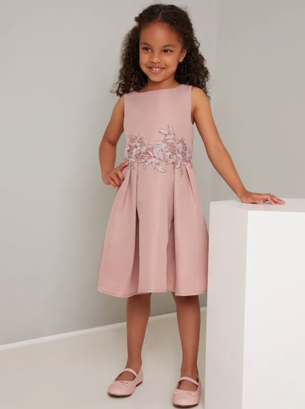 Girls Lace Detail Midi Dress In Mink sold by Chi Chi London