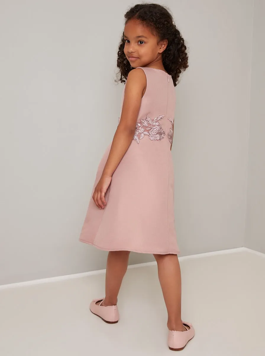 Girls Lace Detail Midi Dress In Mink sold by Chi Chi London product image thumbnail 3