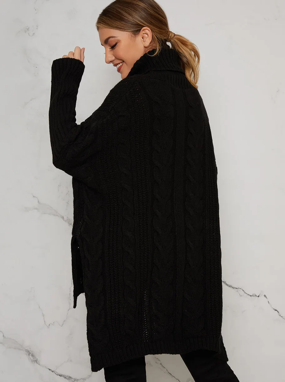 Cable Knit Oversize Jumper in Black sold by Chi Chi London product image thumbnail 4