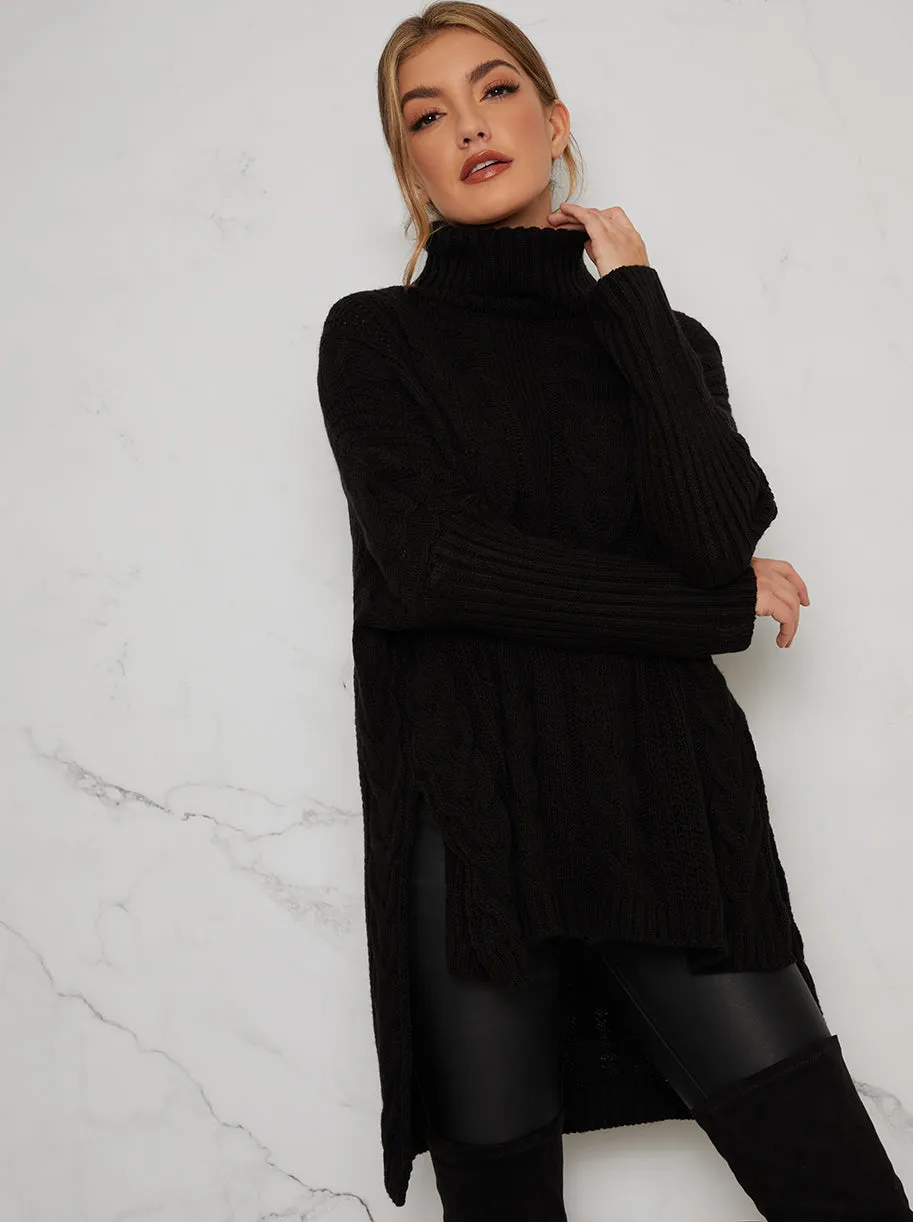 Cable Knit Oversize Jumper in Black sold by Chi Chi London