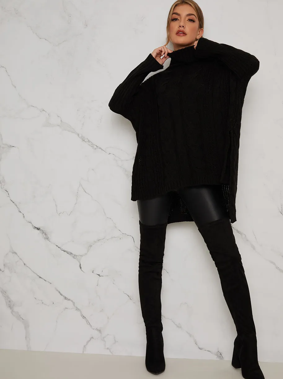 Cable Knit Oversize Jumper in Black sold by Chi Chi London product image thumbnail 3