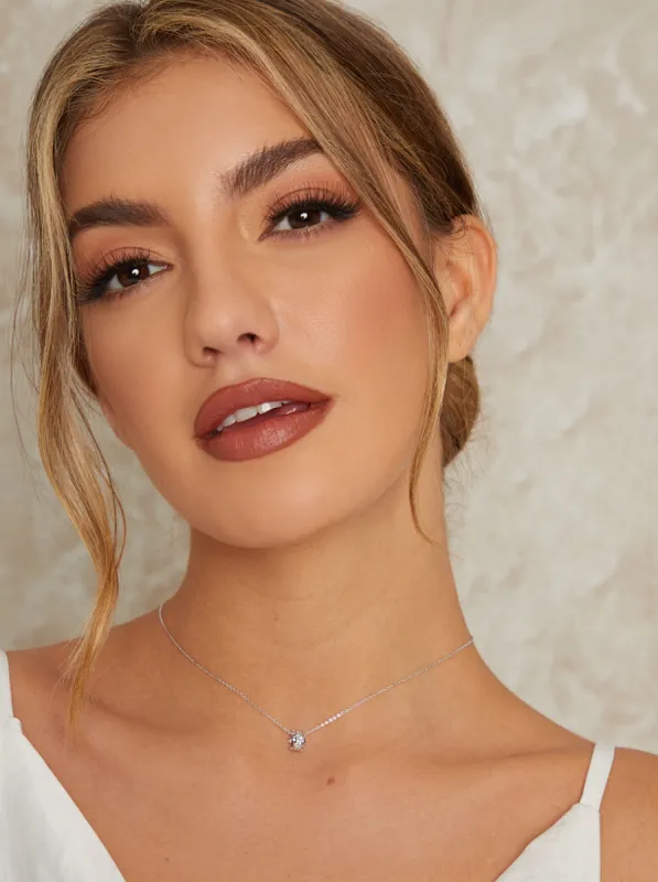 Delicate Diamante Crystal Necklace In Silver sold by Chi Chi London