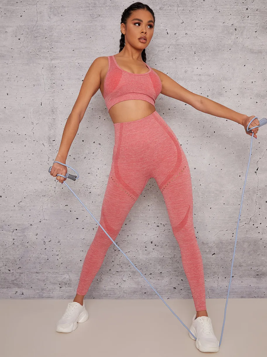 Racer Back Sports Bra with Contrast Piping in Pink sold by Chi Chi London product image thumbnail 2
