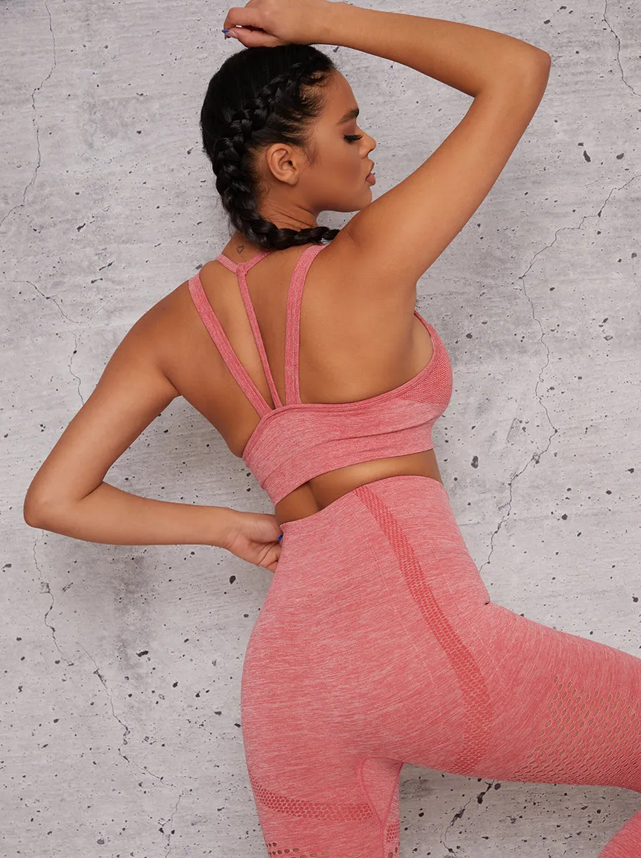 Racer Back Sports Bra with Contrast Piping in Pink sold by Chi Chi London product image thumbnail 4