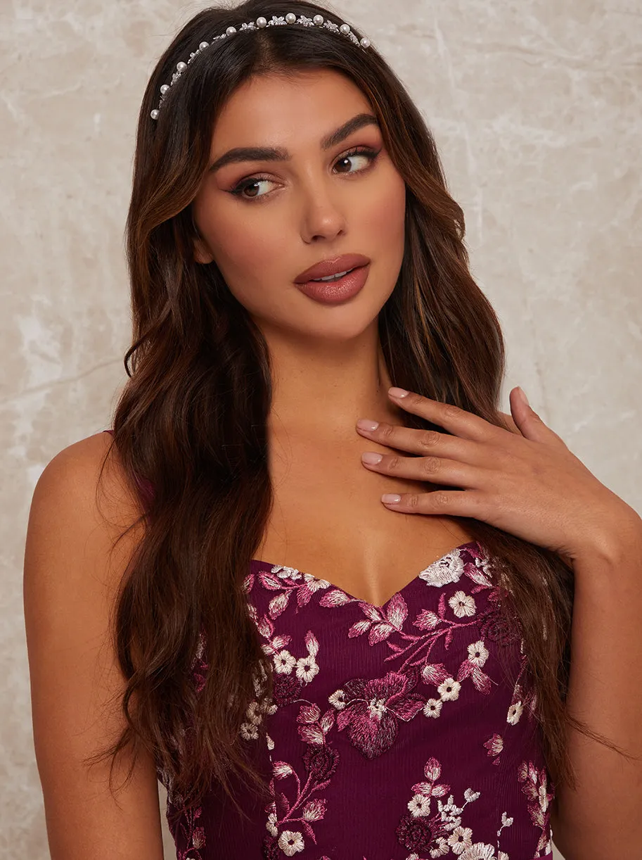 Pearl & Diamanté Embellished Headband in Silver sold by Chi Chi London product image thumbnail 2