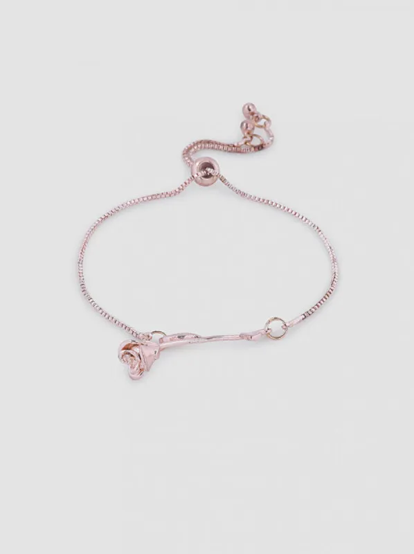 Rose Detail Chain Bracelet in Rose Gold sold by Chi Chi London