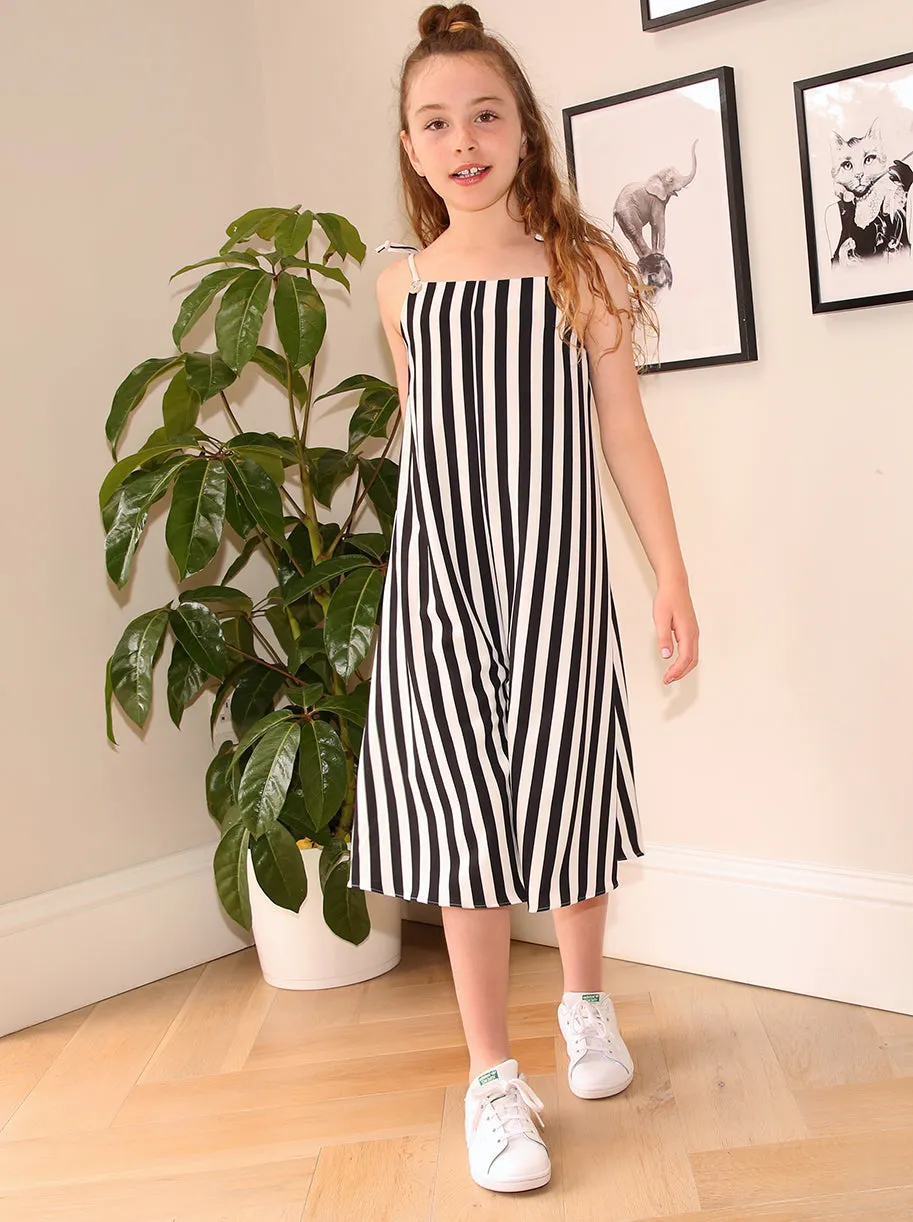 Girls Cami Strap Striped Crop Jumpsuit in Monochrome sold by Chi Chi London