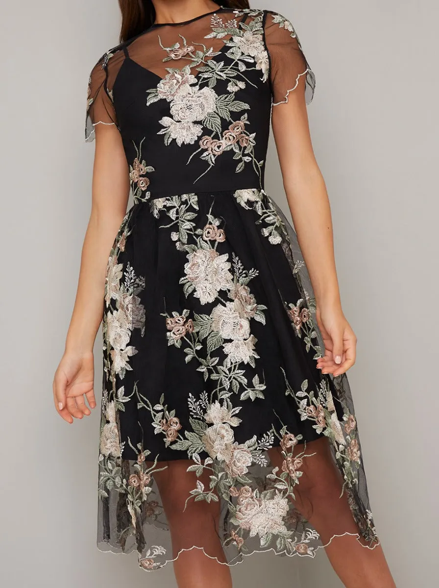 Floral Lace Overlay Midi Dress in Black sold by Chi Chi London product image thumbnail 2