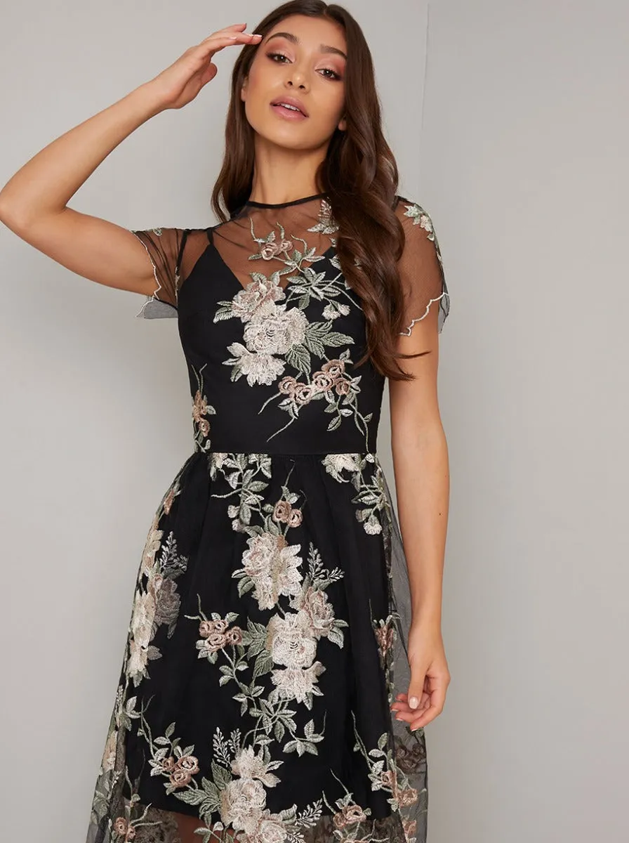 Floral Lace Overlay Midi Dress in Black sold by Chi Chi London product image thumbnail 4