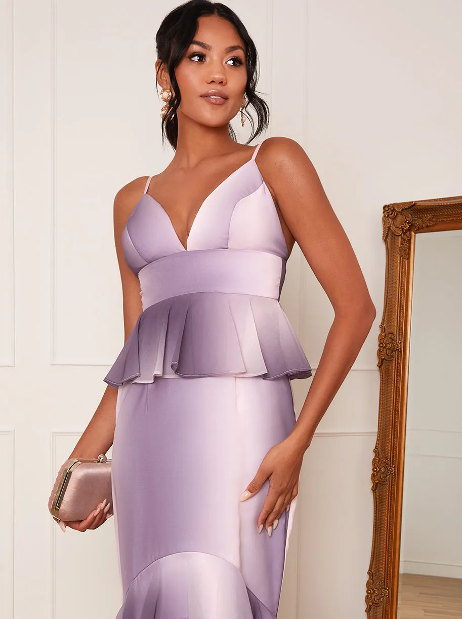 Cami Ruffle Detail Bodycon Dress in Purple Ombre sold by Chi Chi London product image thumbnail 3
