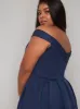 Fold-Over Curve Bardot Midi Dress in Blue sold by Chi Chi London