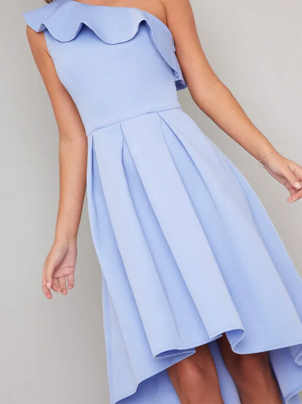 One Shoulder Frill Dip Hem Midi Dress in Blue sold by Chi Chi London product image thumbnail 2