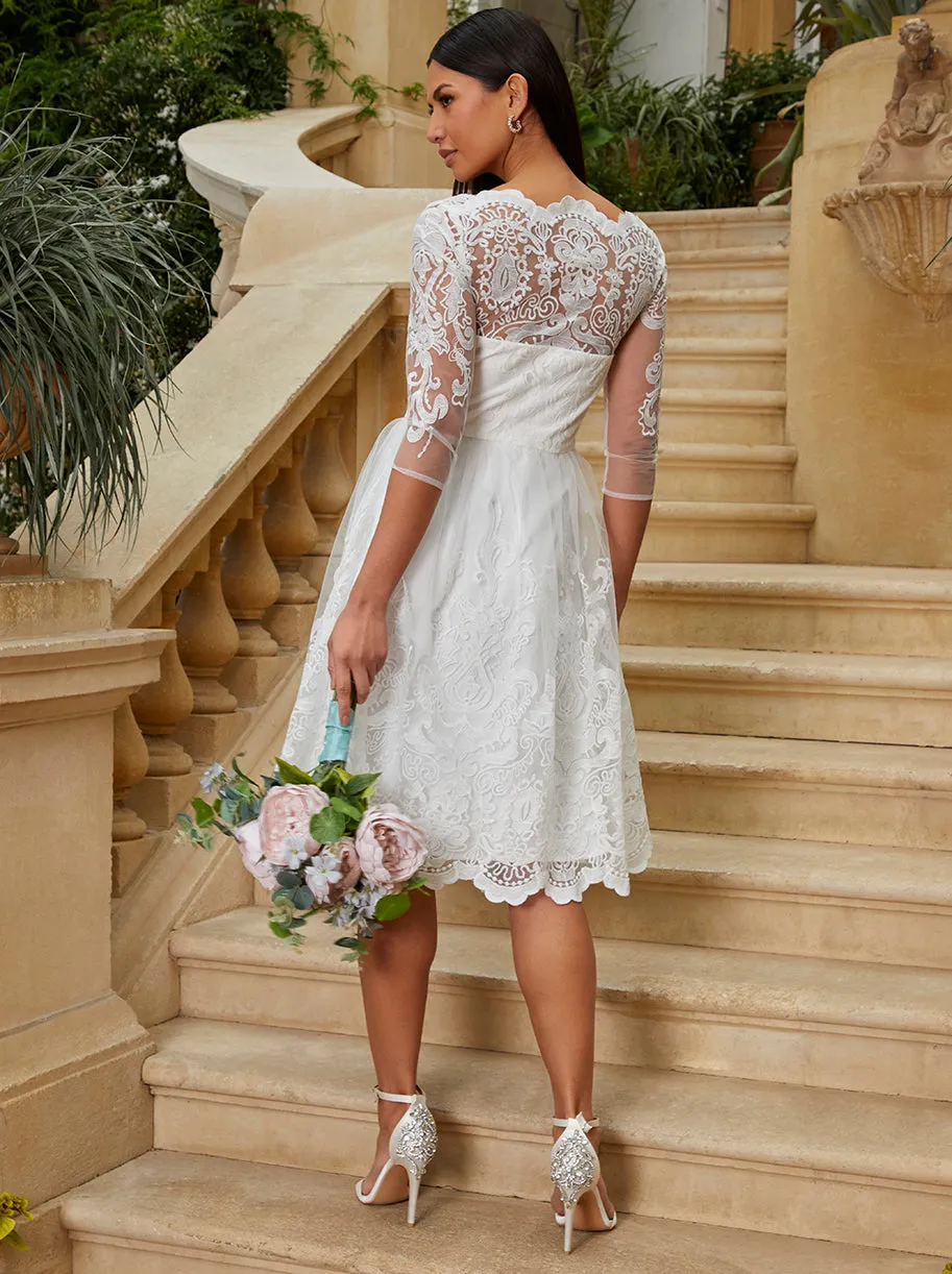 Lace Midi Wedding Dress in White sold by Chi Chi London product image thumbnail 4