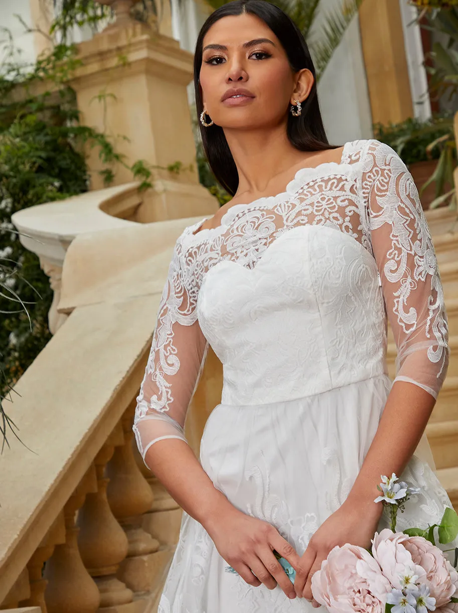 Lace Midi Wedding Dress in White sold by Chi Chi London product image thumbnail 2