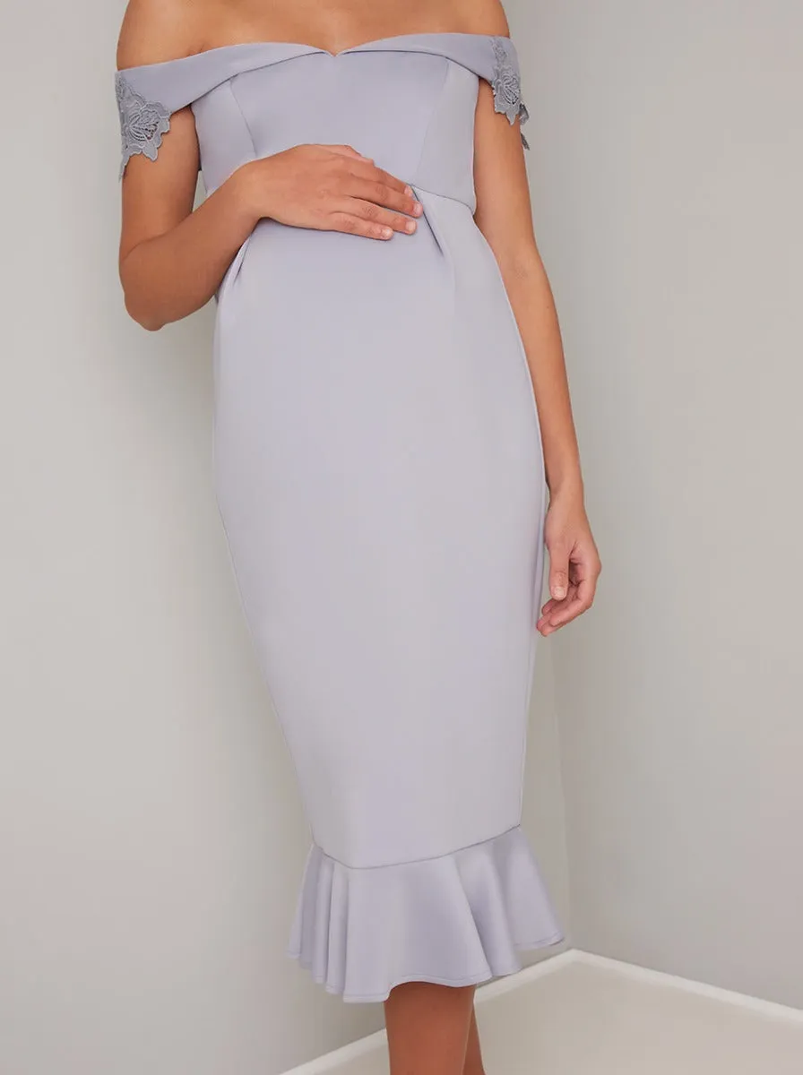 Embroidered Bodycon Maternity Dress in Blue sold by Chi Chi London product image thumbnail 3