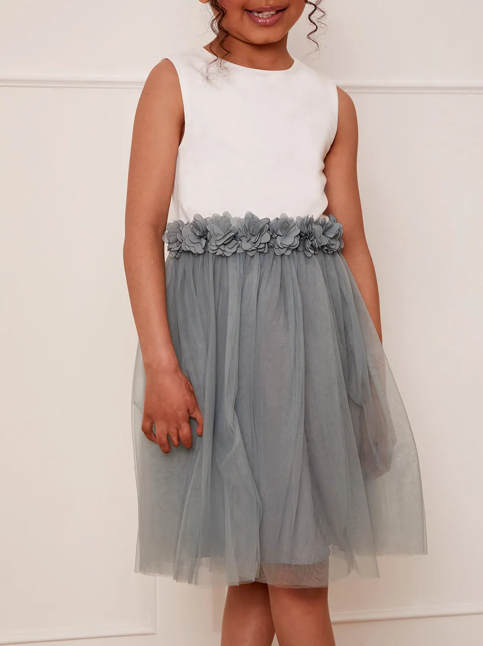 Girls Contrast 3D Floral Tutu Dress in Green sold by Chi Chi London product image thumbnail 3