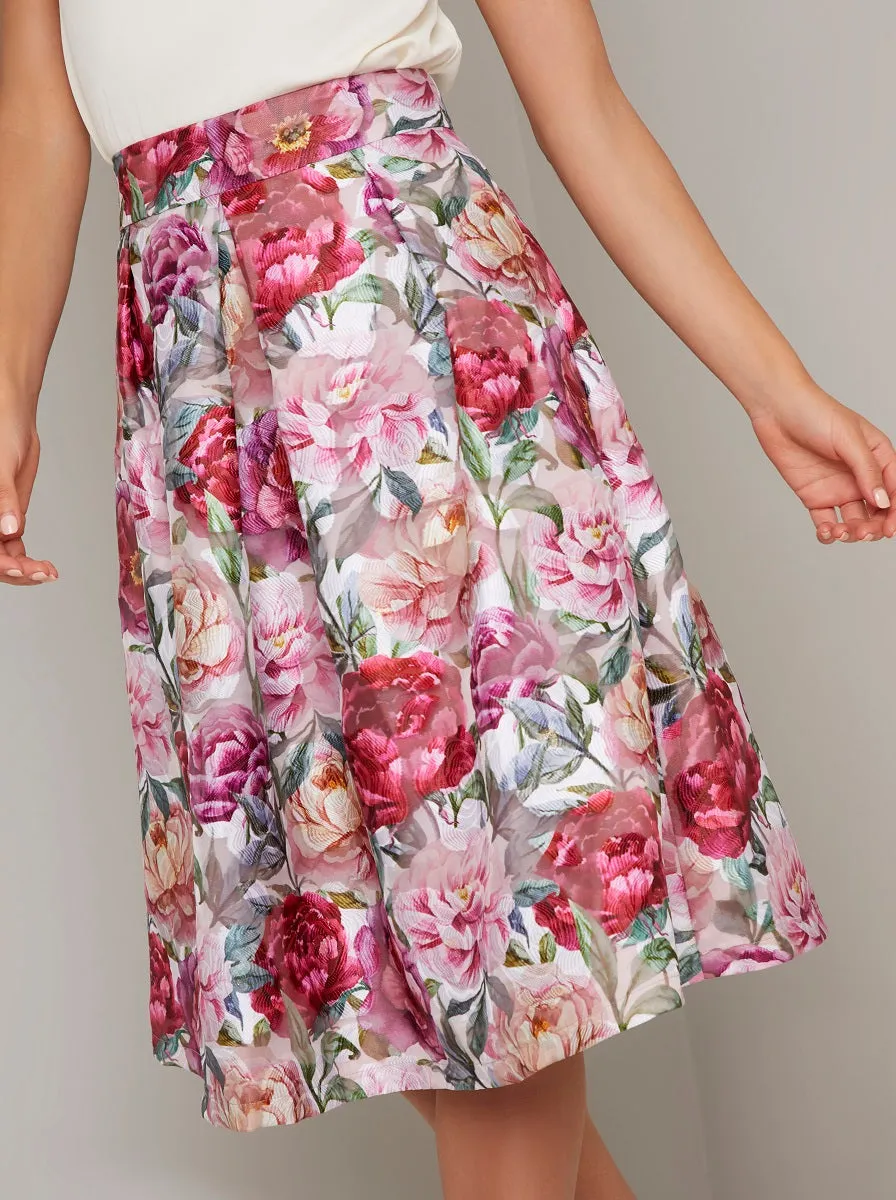 Bold Floral Print Midi Skirt in Multi sold by Chi Chi London product image thumbnail 2