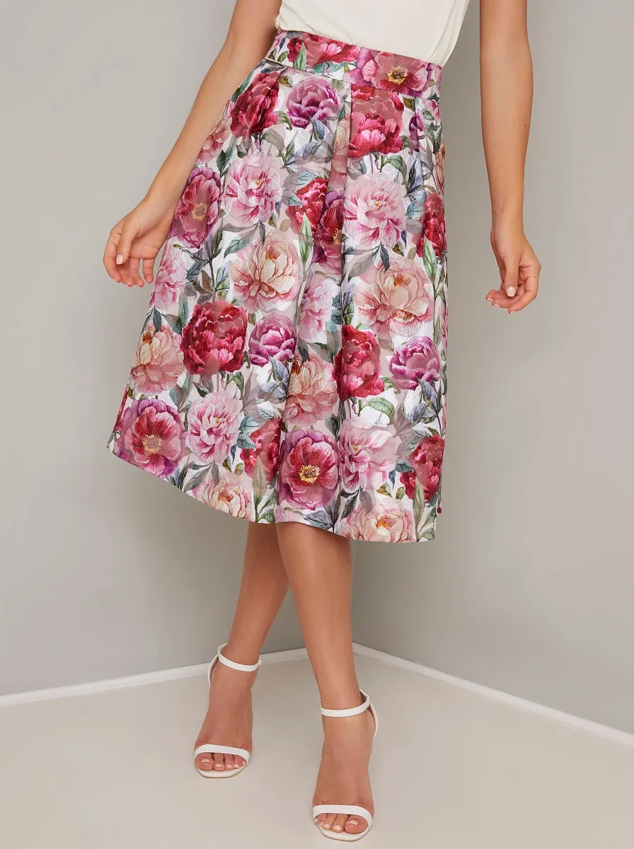 Bold Floral Print Midi Skirt in Multi sold by Chi Chi London product image thumbnail 3