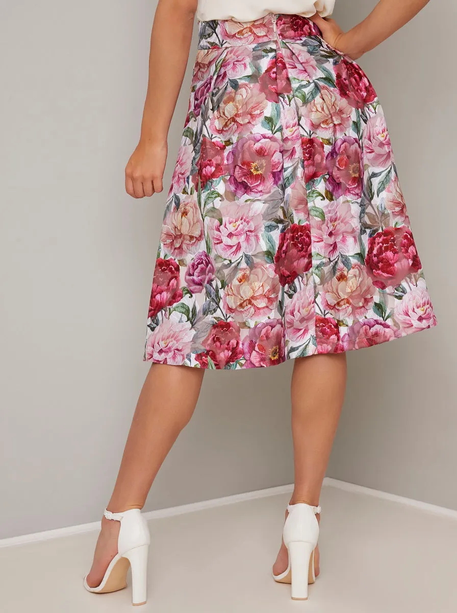 Bold Floral Print Midi Skirt in Multi sold by Chi Chi London product image thumbnail 4