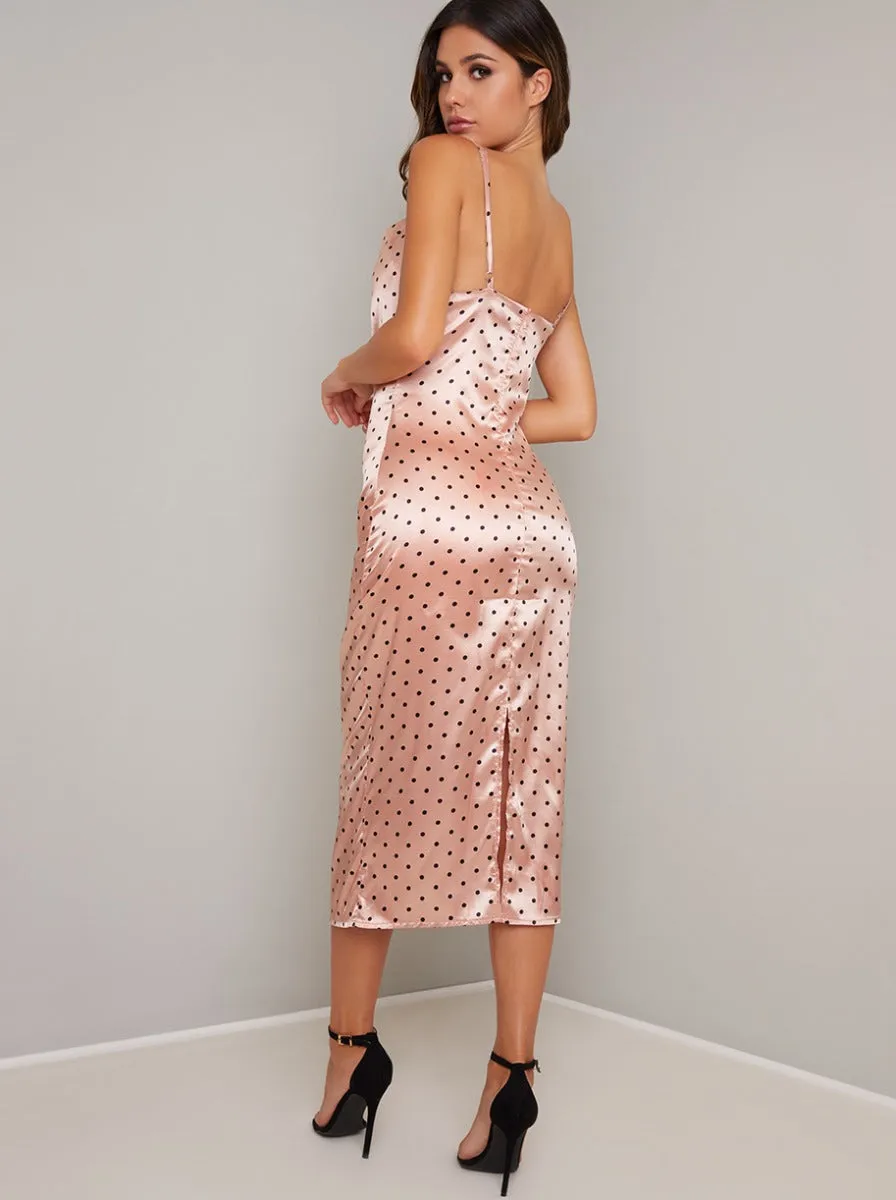 Silky Cami Strap Spot Slip Dress In Pink sold by Chi Chi London product image thumbnail 3