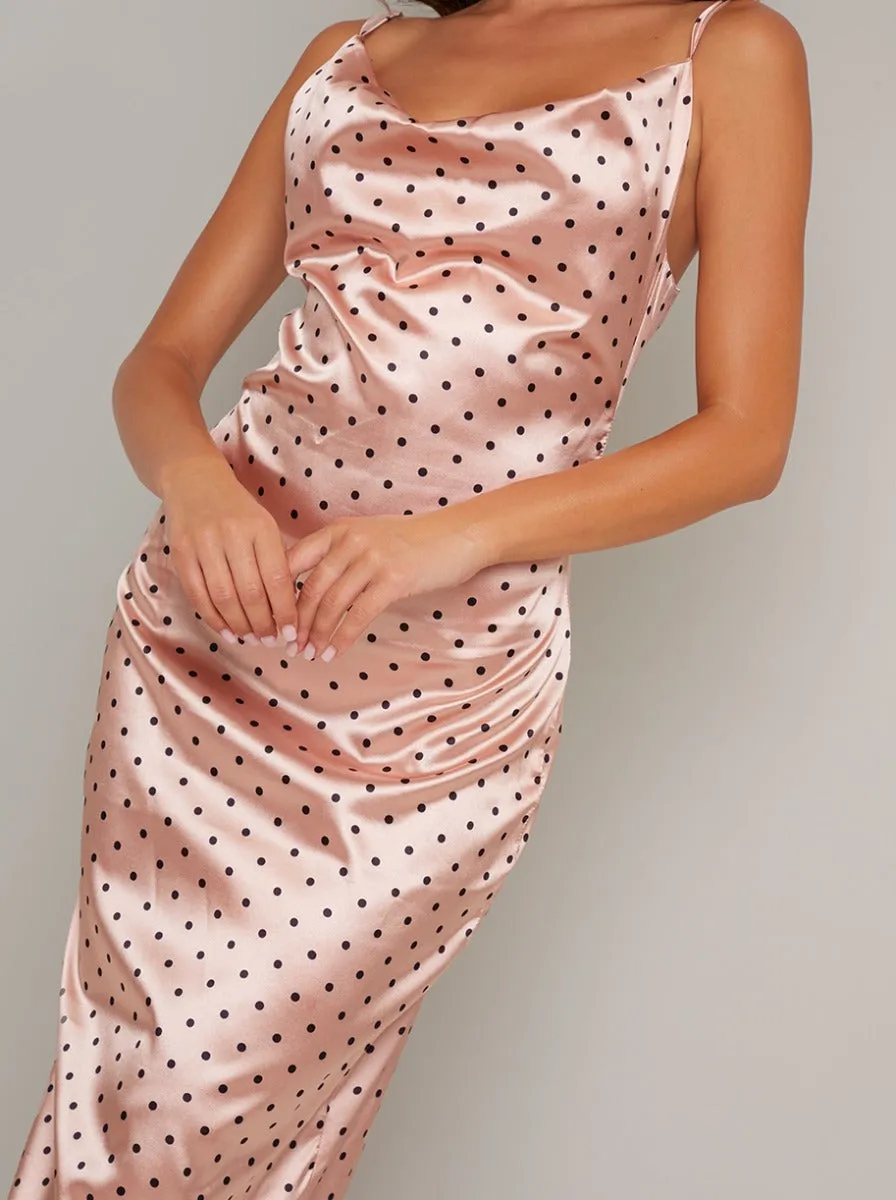 Silky Cami Strap Spot Slip Dress In Pink sold by Chi Chi London product image thumbnail 4