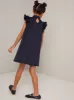 Girls High Neck Frill Sleeve Shift Dress in Blue sold by Chi Chi London