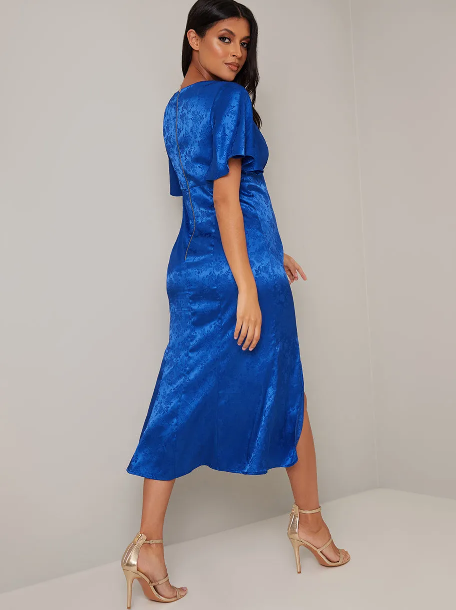 Maternity Angel Sleeve High Waist Midi Dress in Blue sold by Chi Chi London product image thumbnail 4