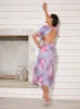 Floral Printed Midi Dress in Purple sold by Chi Chi London