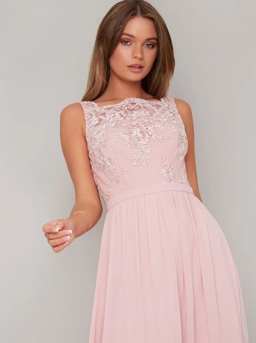 Lace Maxi Dress in Nude sold by Chi Chi London product image thumbnail 3