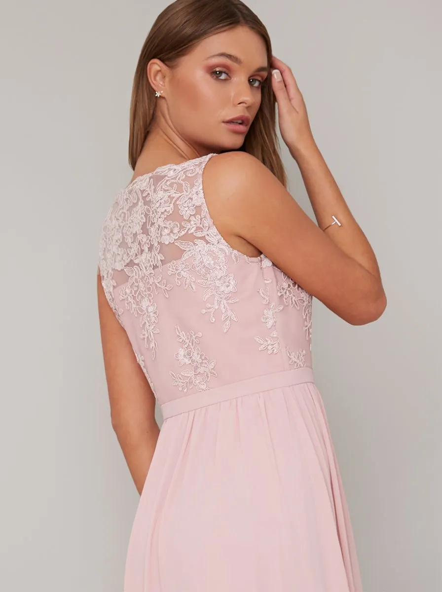 Lace Maxi Dress in Nude sold by Chi Chi London product image thumbnail 4