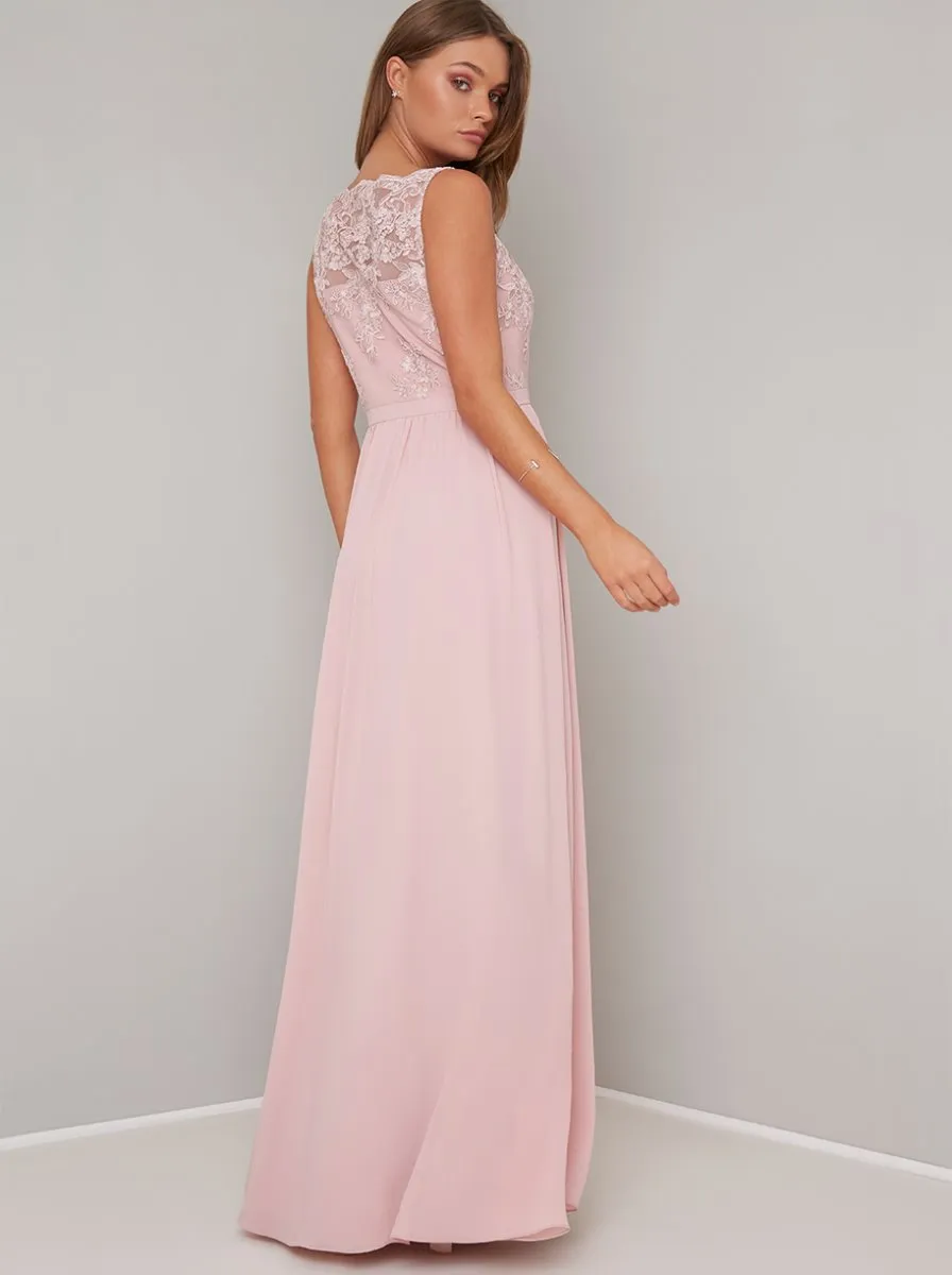 Lace Maxi Dress in Nude sold by Chi Chi London product image thumbnail 2