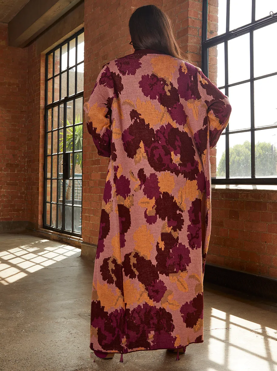Dark Floral Print Longline Cardigan in Multi sold by Chi Chi London product image thumbnail 3
