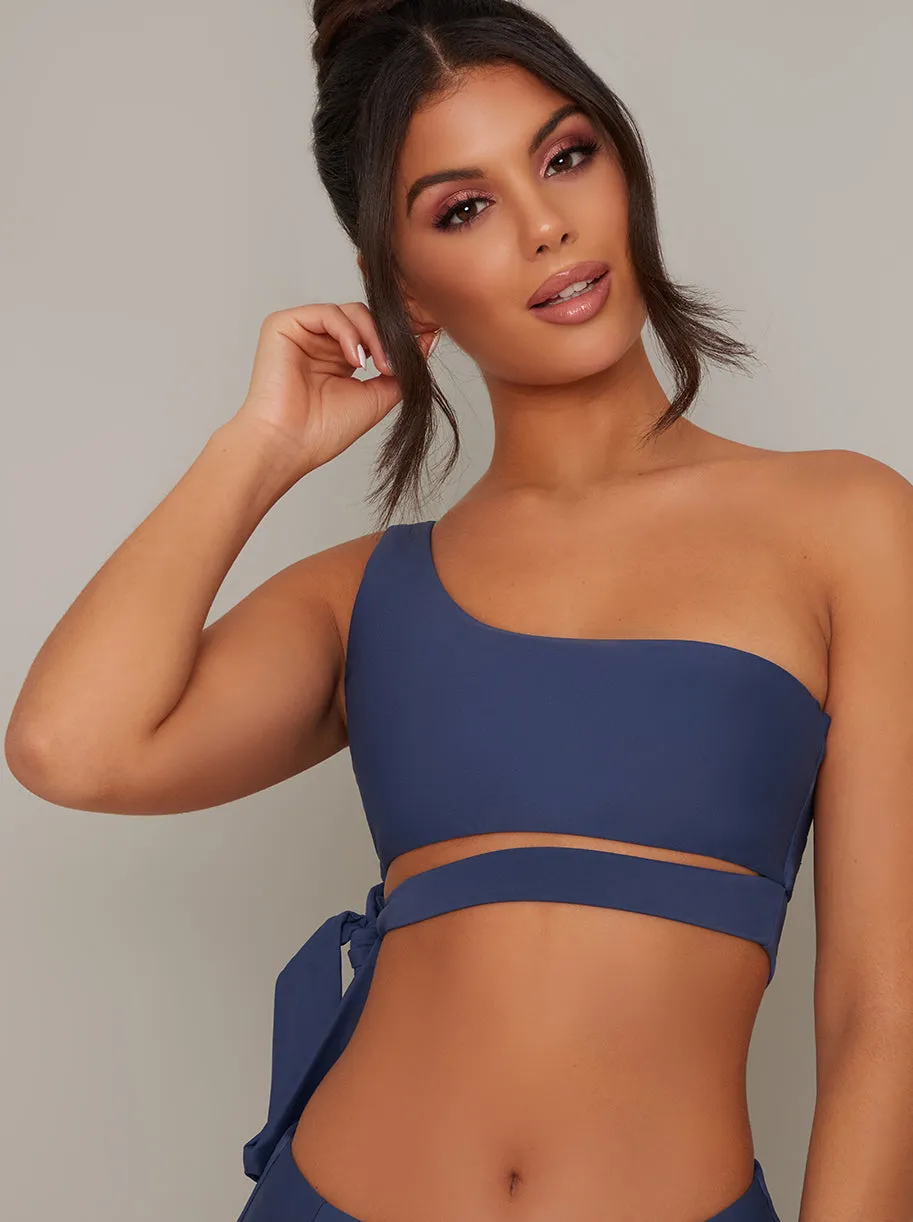 One Shoulder Tie Bikini Top in Blue sold by Chi Chi London product image thumbnail 2