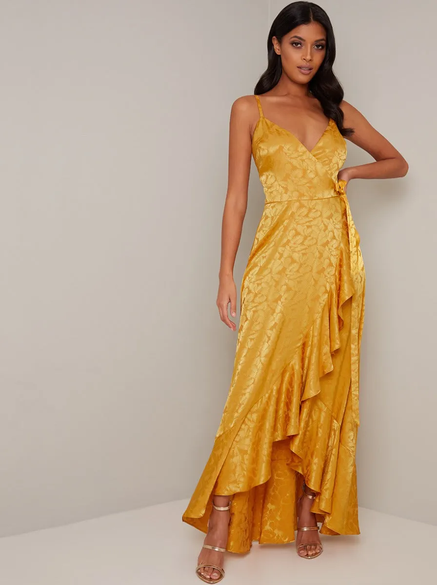 Cami Strap Wrap Maxi Dress In Mustard sold by Chi Chi London