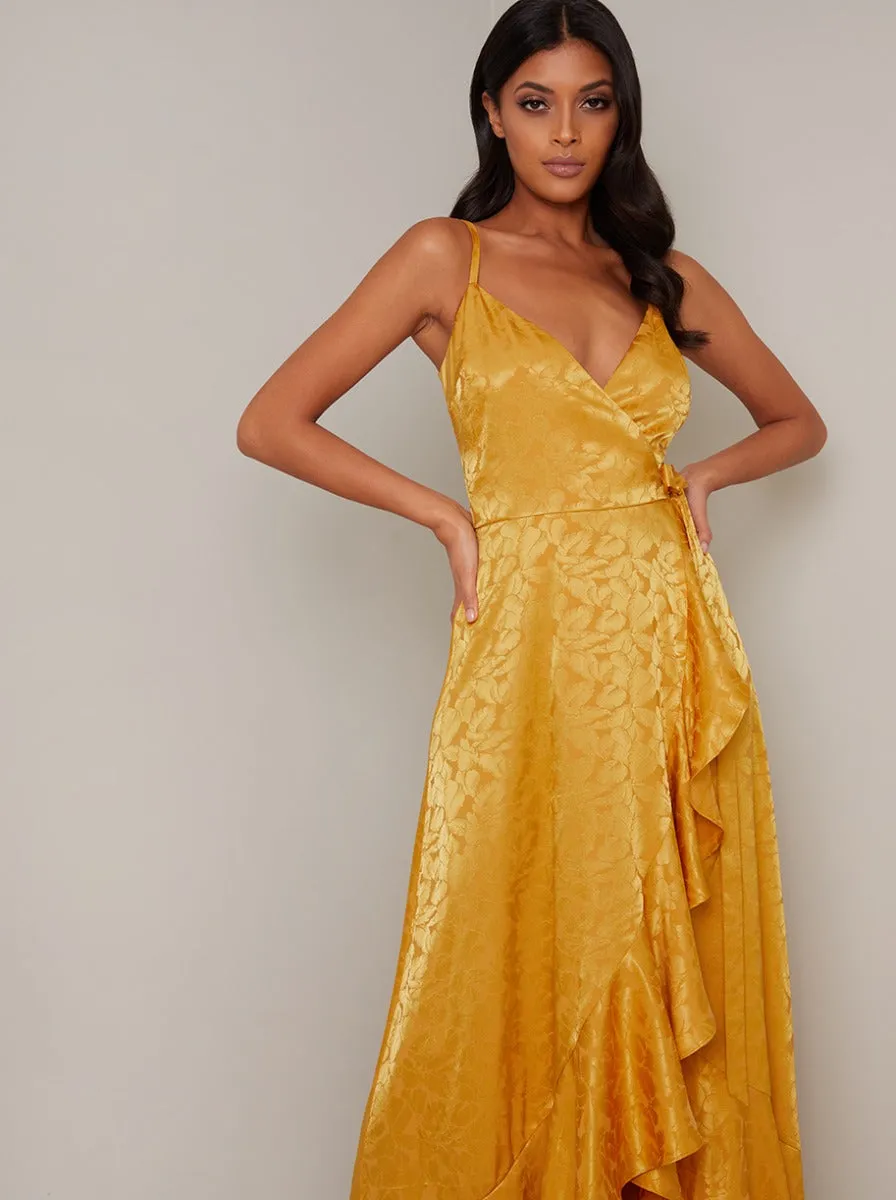 Cami Strap Wrap Maxi Dress In Mustard sold by Chi Chi London product image thumbnail 2