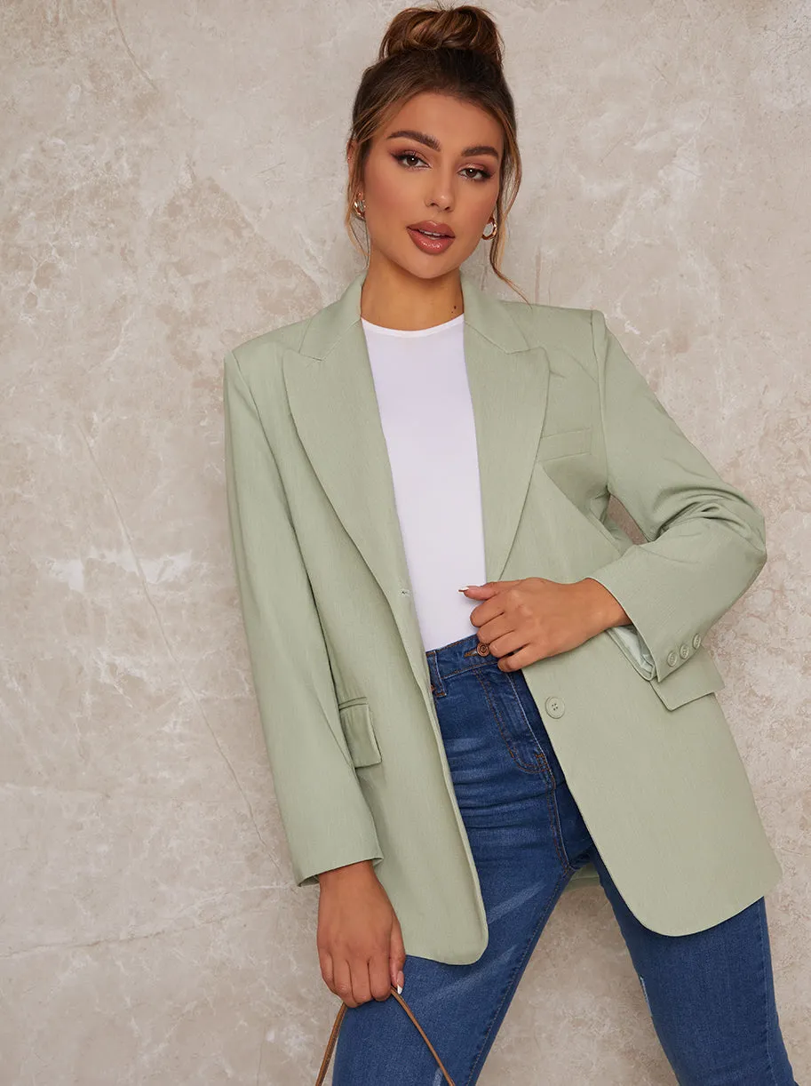Tailored Oversized Blazer in Green sold by Chi Chi London