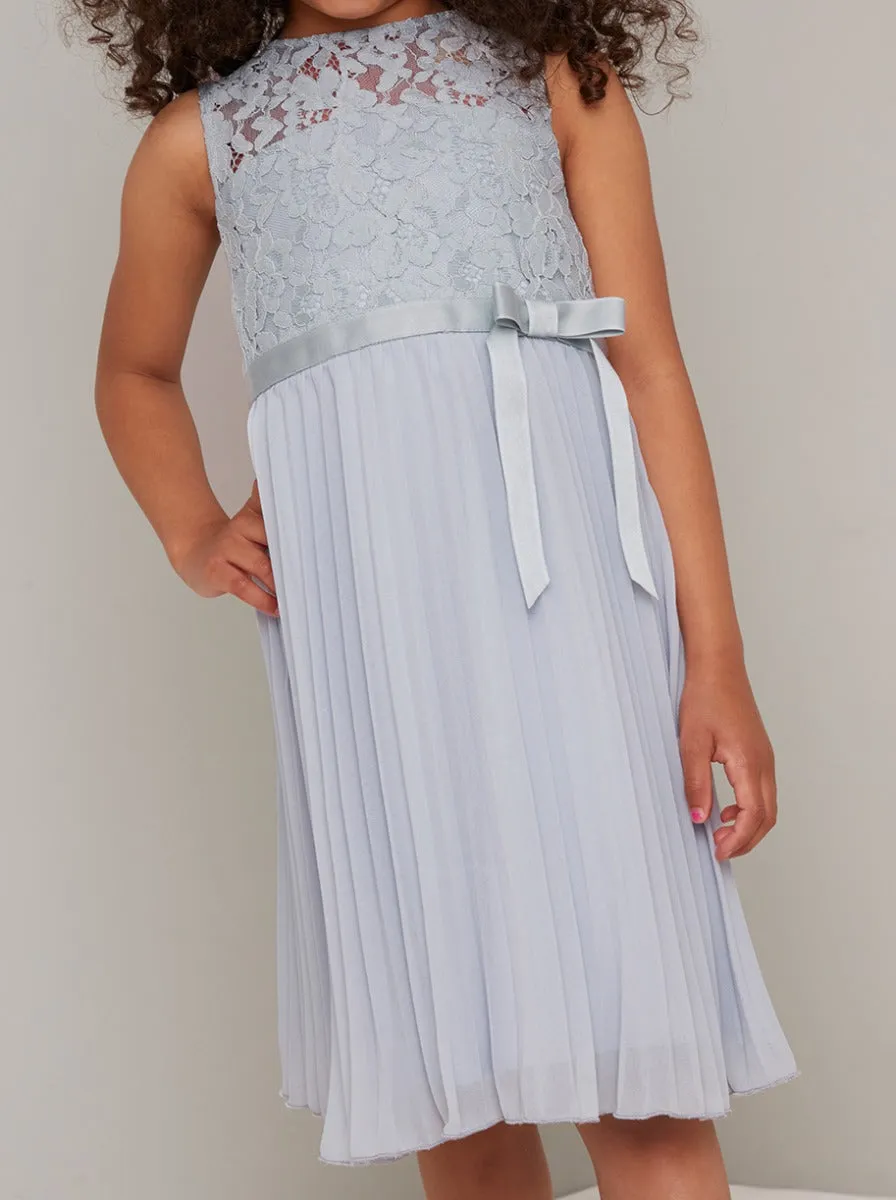 Girls Lace Bodice Pleat Midi Dress in Blue sold by Chi Chi London product image thumbnail 4