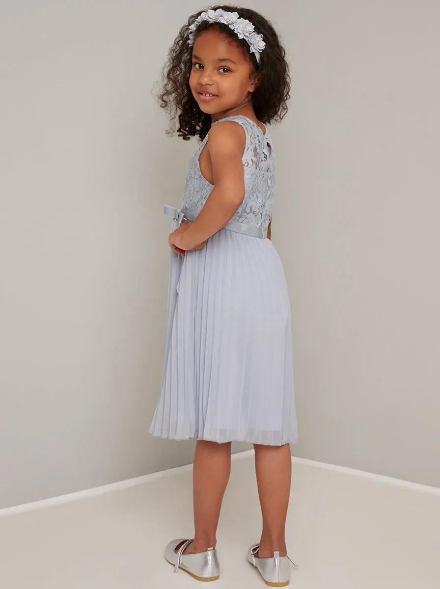 Girls Lace Bodice Pleat Midi Dress in Blue sold by Chi Chi London product image thumbnail 3