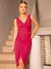 V Neck Wrap Style Bodycon Dress in Pink sold by Chi Chi London