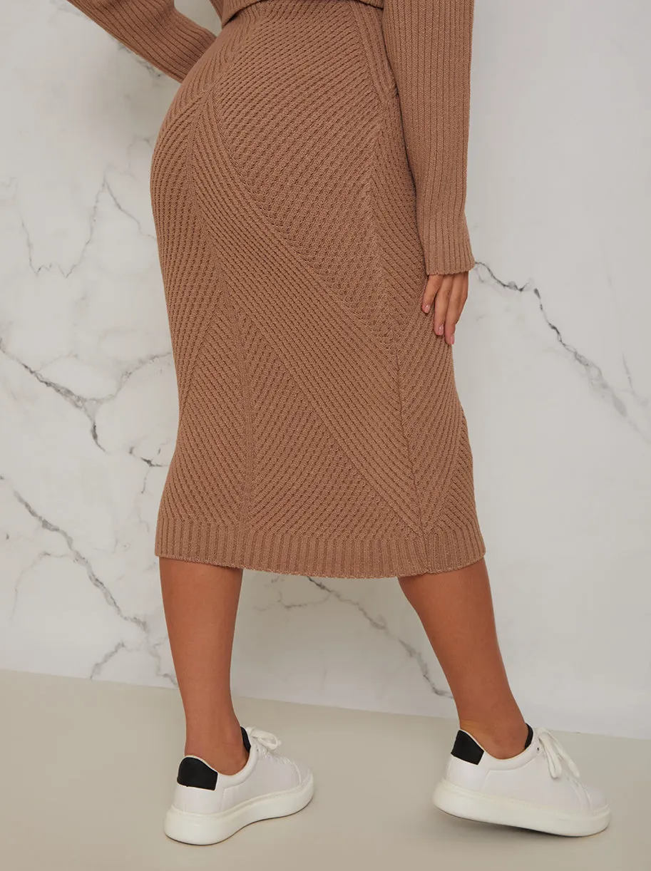 Knitted Maxi Skirt in Camel sold by Chi Chi London product image thumbnail 4