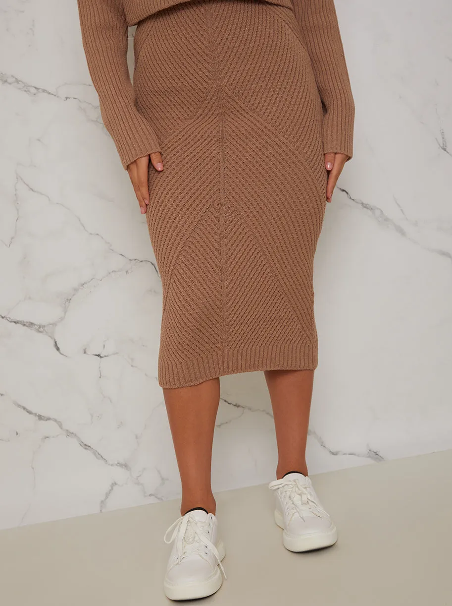 Knitted Maxi Skirt in Camel sold by Chi Chi London product image thumbnail 2