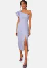 Ruffle One Shoulder Midi Dress in Blue sold by Chi Chi London