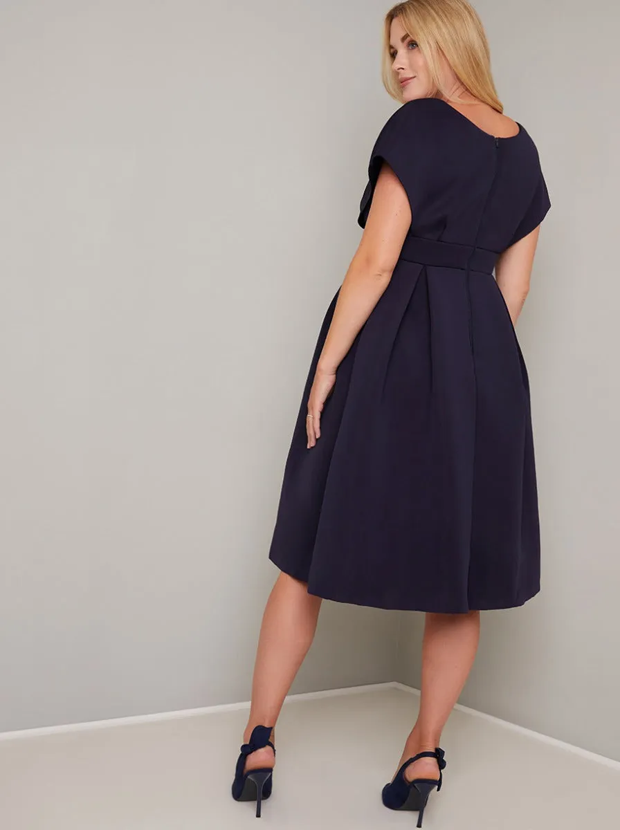 Maternity Plain Wrap Detail Midi Dress in Blue sold by Chi Chi London product image thumbnail 4