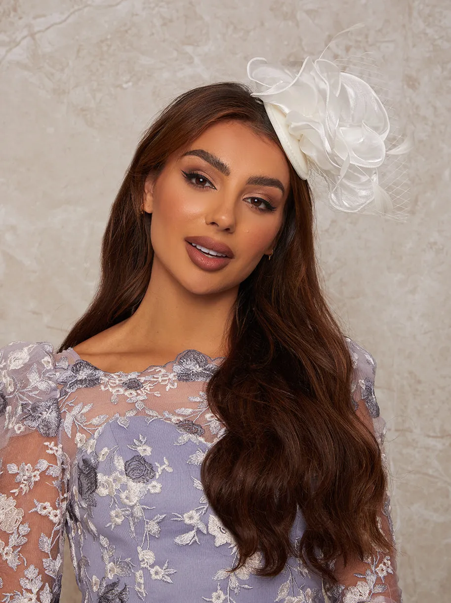 Mesh Detail Feather Fascinator in White sold by Chi Chi London product image thumbnail 3